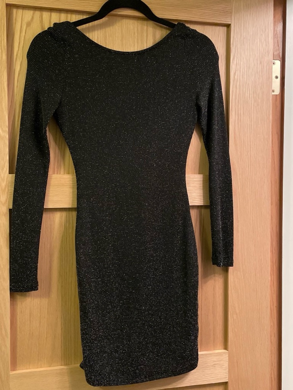 Lulu's Black Metallic Long-Sleeve Bodycon Dress